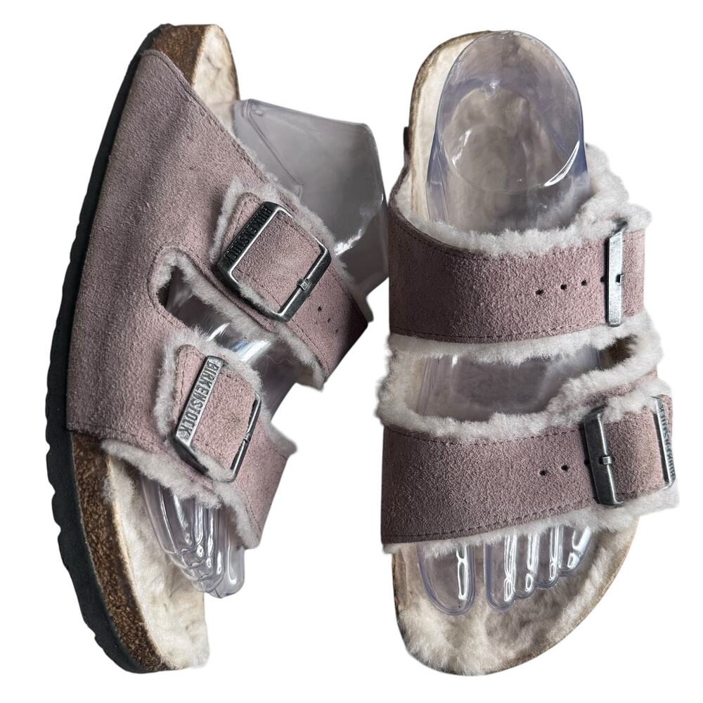 Birkenstock Arizona Shearling Suede Sandals Taupe Brown EU 42 US Men’s 9-9.5